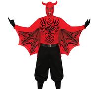 Mens Halloween Demon Devil Fancy Dress Costume with Wings Leaping Outfit fg