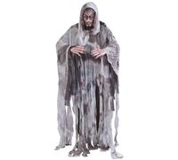 Mens Halloween Ghost Or Zombie Tattered Grey Robe Adult Fancy Dress Scary Horror