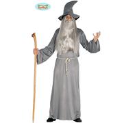 Mens Halloween Grey Wizard Fancy Dress Costume Men's Magician Outfit New fg