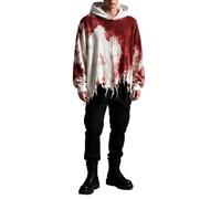 Men's Halloween Hoodie, Scary Adult Halloween Costume Sweatshirt | Y2K Oversized Hoodie, Raw Edge Hem, Blood, mens hoodies pullover, relaxed, for Halloween events daily casual streetwear