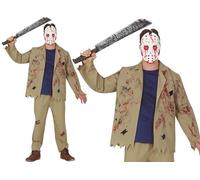 Mens Halloween Horror Killer Fancy Dress Costume Jason type Outfit & Mask fg.