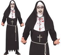 Mens Halloween Horror Nun Fancy Dress Costume Scary Nun Outfit New fg
