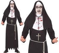 Mens Halloween Horror Nun Fancy Dress Costume Scary Nun Outfit New fg