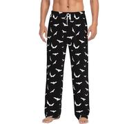 Men's Halloween Joggers Pants | Funny Bat Print Pyjama Bottoms | Soft Lounge Sleepwear with Pockets | Cosy Elastic Waist Trousers for Men