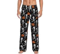 Men's Halloween Joggers Pants | Funny Bat Print Pyjama Bottoms | Soft Lounge Sleepwear with Pockets | Cosy Elastic Waist Trousers for Men