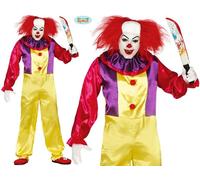 Mens Halloween Killer Clown Fancy Dress Costume Men's it Clown Yellow Outfit fg
