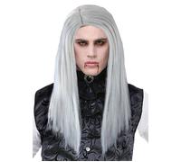 Mens Halloween Long Grey Gothic Vampire Wig
