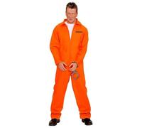 Mens Halloween Orange Inmate Prisoner Costume Jail Fancy Dress