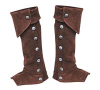 Mens Halloween Pirate Boots Frosted Leather Pirate Boot Tops Shoes Cover Deluxe Retro Medieval Costume- Brown-a