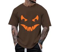 Mens Halloween Printed T-Shirt Short Sleeve Skeleton Rib Cage Comfortable Tee Horror Bloody Fit Funny Novelty Print Patterns Coffee