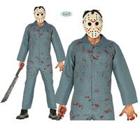 FIESTAS GUIRCA The Lake Phantom Costume Grey Jumpsuit and Hockey Mask Set