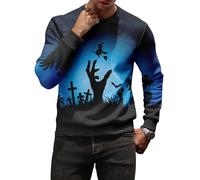 Men's Halloween Pumpkin Head Print T-Shirt - Scary Fun Animal Humor Long Sleeve T-Shirt (UK, Alpha, M, Regular, Regular, #10)