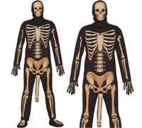 Mens Halloween Rude Skeleton Fancy Dress Costume Men's Comedy Outfit fg.