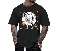 Mens Halloween Shirt Ghost Printed Short Sleeve Crew Neck T-Shirt Casual Classic Basic Sarcastic Humor Saying Pullover Tops Horror Tshirts Ugly Halloween Costume (Black, XXXL)