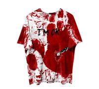 Mens Halloween Shirt Men's T-Shirts, Funny Breathable Horror Prints Oversized Short Sleeve Comfortable Fashion Bloody Theme Ghostly Dance Plus Size Fear Element Tops for Performances Celebrations