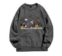 Mens Halloween Shirts Full 3D Printed Graphic Sweatshirt Athletic Breathable Fashion Pullover Jumper with Pockets Horror Ghost Themed Tshirts Scary Costumes for Halloween (Grey, L)