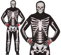 Mens Halloween Skeleton Fancy Dress Costume Men's Skeleton Bones Outfit New fg