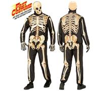 Mens Halloween Skeleton Fast Costume Easy Fancy Dress Outfit