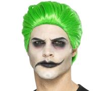 Mens Halloween Slick Trickster Fancy Dress Wig Green Joker Type by Smiffys