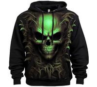 Men's Halloween Sweatshirt Fashion 3D Skeleton Print Hoodie Casual Unique Skull Pattern Design Trendy Pullover Long Sleeved Drawstring Sports Outdoor Resort Hoodie