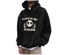 Mens Halloween Sweatshirts 3D Print Fleece Hooded Spooky Horror Knit Lightweight Sweatshirt Trendy Autumn Jumpers Cozy Sweater Loungewear Outdoor Activity Wear Black