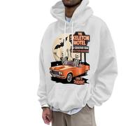 Mens Halloween Sweatshirts Blood Print Hooded Patchwork Stitched Knit Lightweight Sweatshirt Classic Basic Tee Cozy Sweater Loungewear Fall Winter Seasonal White