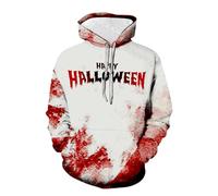 Mens Halloween Sweatshirts Blood Print Hooded Retro Contrast Hoodie Drawstring Hoodies Casual Stylish Pullover Cozy Sweater Loungewear Festive Celebration Top