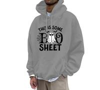 Mens Halloween Sweatshirts Skeleton Pullover Sweatshirt Spooky Horror Knit Button Drawstring Skull Classic Basic Tee Cozy Sweater Loungewear Fall Winter Seasonal