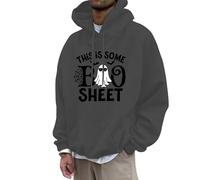 Mens Halloween Sweatshirts Skeleton Pullover Sweatshirt Spooky Horror Knit Button Drawstring Skull Classic Basic Tee Cozy Sweater Loungewear Fall Winter Seasonal