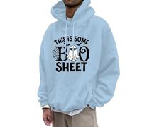 Mens Halloween Sweatshirts Skeleton Pullover Sweatshirt Spooky Horror Knit Button Drawstring Skull Classic Basic Tee Cozy Sweater Loungewear Fall Winter Seasonal