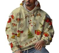 Mens Halloween Sweatshirts Skeleton Pullover Sweatshirt Spooky Horror Knit Button Drawstring Skull Unique Outdoor Hooded Cozy Sweater Loungewear Festive Celebration Top Beige