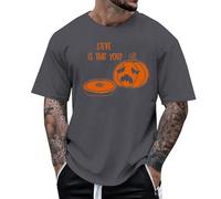 Men's Halloween T-Shirt Crewneck Tee Skeleton Rib Cage Scary Bones Spooky Party 3D Print Effect Fancy Dress Pumpkin Face Dark Gray