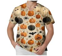 Mens Halloween T-Shirt Problem Solved Top Blood Splash Pattern Unique Design Round Neck Extra Large Sizes Tops Number 1 Available Parties Everyday I'm Fine Bloody T-Shirts, E-yellow, L