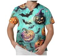 Mens Halloween T-Shirt Problem Solved Top Blood Splash Pattern Unique Design Round Neck Extra Large Sizes Tops Number 1 Available Parties Everyday I'm Fine Bloody T-Shirts, A-Green, 4XL