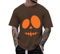 Mens Halloween T-Shirts Funny Top Smiling Jack T-Shirt Novelty Print Pattern 3D Effect for Trick Or Treat Coffee