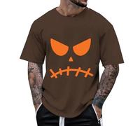 Mens Halloween Tee Round Neck Shirt Flying Bats Print T-Shirt Decorations Horror Bloody Fancy Dress Use Funny Novelty Patterns Coffee