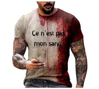 Mens Halloween Tshirt Blood Stained T Shirt, Men's Casual Short Sleeve Tshirt Blood Gothic Horror Tops Crew Neck Tee for Halloween Cosplay Costume