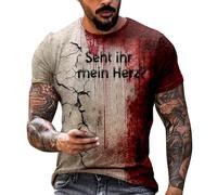 Mens Halloween Tshirt Horror Tee Shirt, Men's Halloween Costume T-Shirt 3D Print Photo-Realistic Short Sleeve Tshirt for Halloween Cosplay Costume