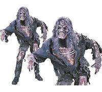Mens Halloween Zombie Fancy Dress Costume, Mask & Gloves with Sewn in Body Parts