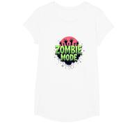 Men's Halloween Zombie Mode Spooky Undead Graphic T-Shirt, Girls, White, XS
