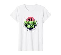 Men's Halloween Zombie Mode Spooky Undead Graphic T-Shirt, Women, White, S