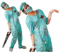 Mens Halloween Zombie Surgeon Fancy Dress Costume Doc Doctor Scrubs Outfit fg.