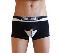Mens Hammock Pouch Boxer Briefs Underwear with Elephant Nose Comfort Naughty Cotton Jock Strap Bulge Enhancer Elephant Trunk Boxer Brief Sexy Workout Slutty Running Lightweight Men's Black