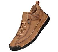 Men's Hand-crafted Leather High-top Boots Rustic Natural Style Lace-up Casual Shoes with Durable Sole Comfortable Outdoor Footwear for Smart-Casual Look