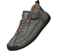 Men's Hand-crafted Leather High-top Boots Rustic Natural Style Lace-up Casual Shoes with Durable Sole Comfortable Outdoor Footwear for Smart-Casual Look
