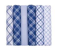 Mens Handkerchiefs 100% Cotton Boxed Hankies Hankys Mens Quality Gift 6/7 Pack (6, Blue Checked)