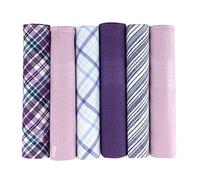 Mens Handkerchiefs 100% Cotton Boxed Hankies Hankys Mens Quality Gift 6/7 Pack (6, Lilac Checked)