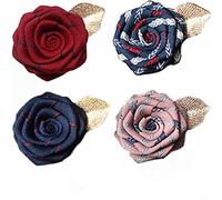 Mens Handmade Flower Boutonniere Set Handmade Lapel Pin Set Suit Gift, Small, Alloy Steel, Without gemstones
