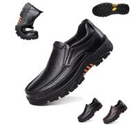 Mens Handmade Genuine Leather Loafers,Dress Oxford Classic Moccasins,Comfy Non Slip Slip On Soft Work Office Dress Shoes (Black,40 EU)