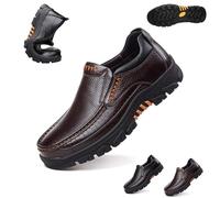 Mens Handmade Genuine Leather Loafers,Dress Oxford Classic Moccasins,Comfy Non Slip Slip On Soft Work Office Dress Shoes (Coffee,40 EU)